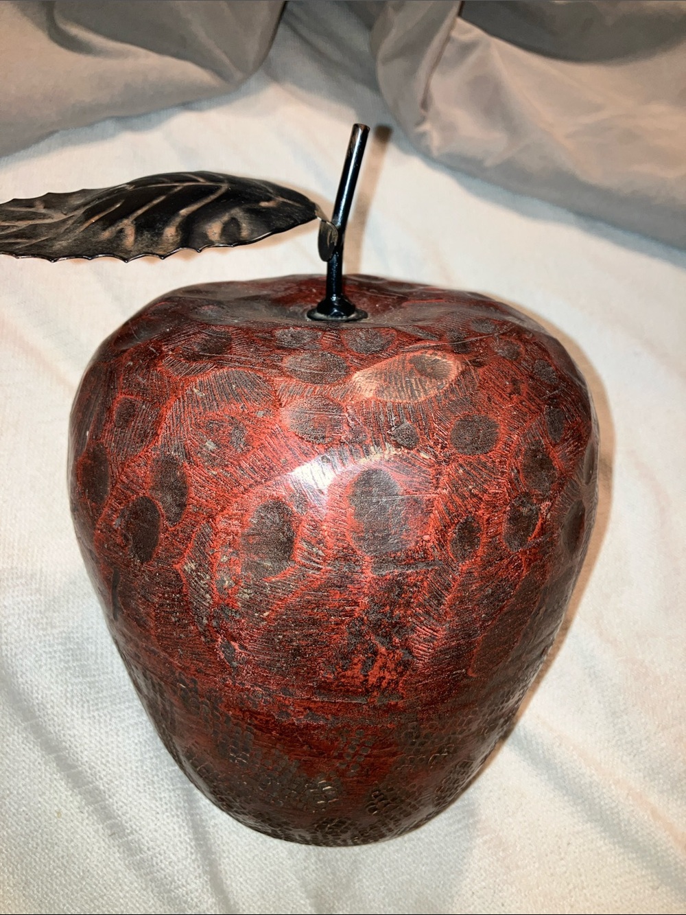 Heavy! Large Red Rustic Apple Accent - Unbranded